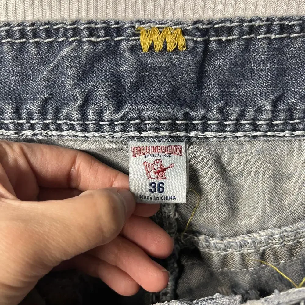 True Religion Section Straight Jeans Mens 36x31 Blue Denim Straight Leg